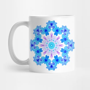 Flower Mandala Violet Blue Watercolor Floral Art Mug